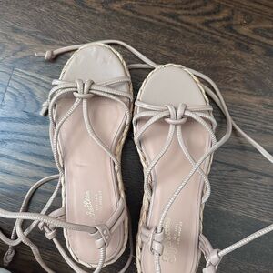 Seychelles Lace-Up Espadrille Sandals in Beige